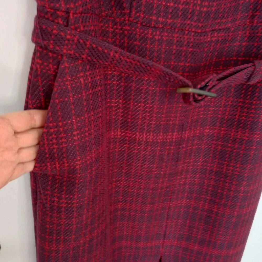 Ann Taylor Belted Tweed Career Sheath Dress In Plum Rose - Picture 5 of 10